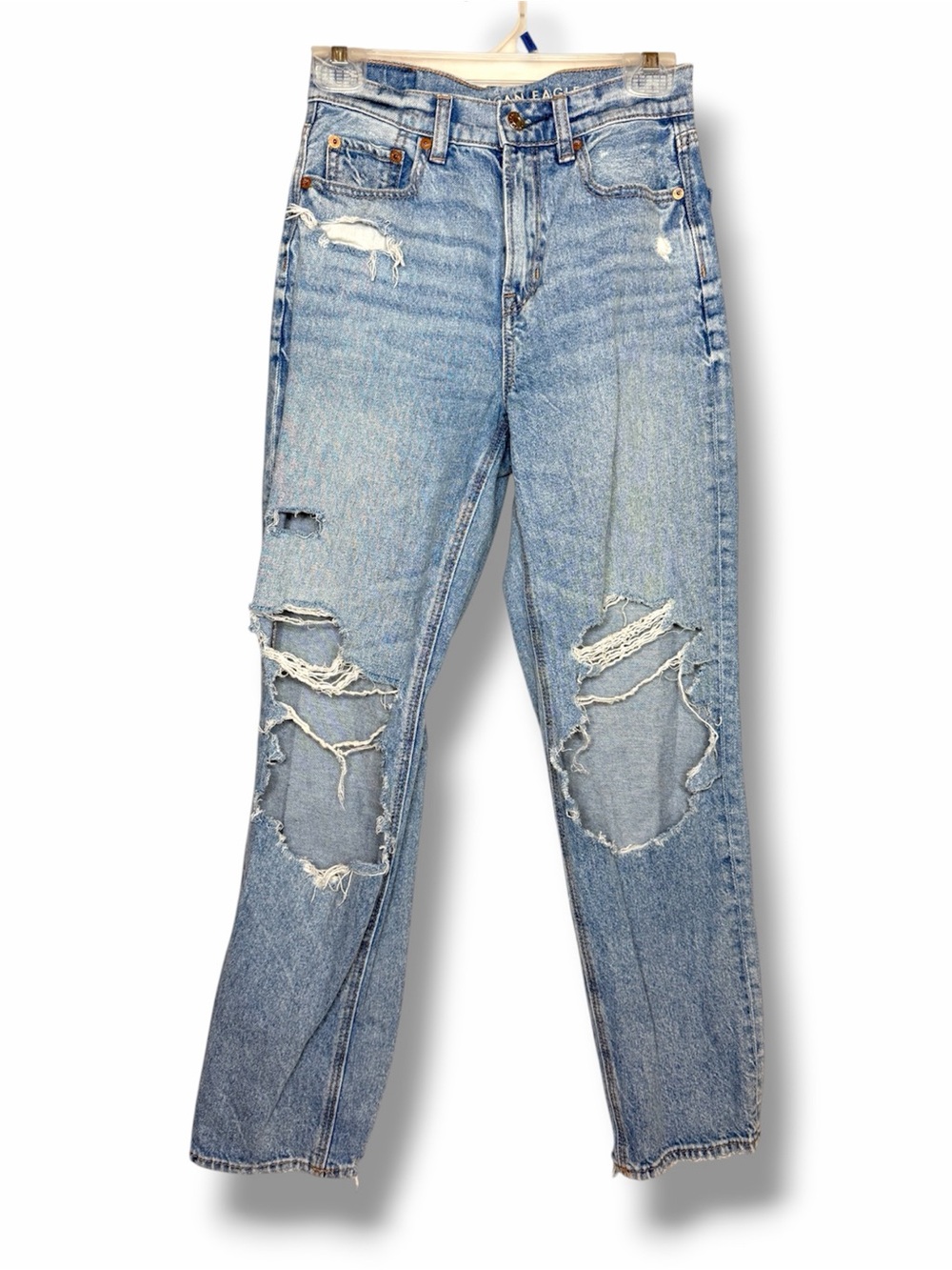 American Eagle AE Super High Rise Baggy Straight Leg Jeans Size 000 short